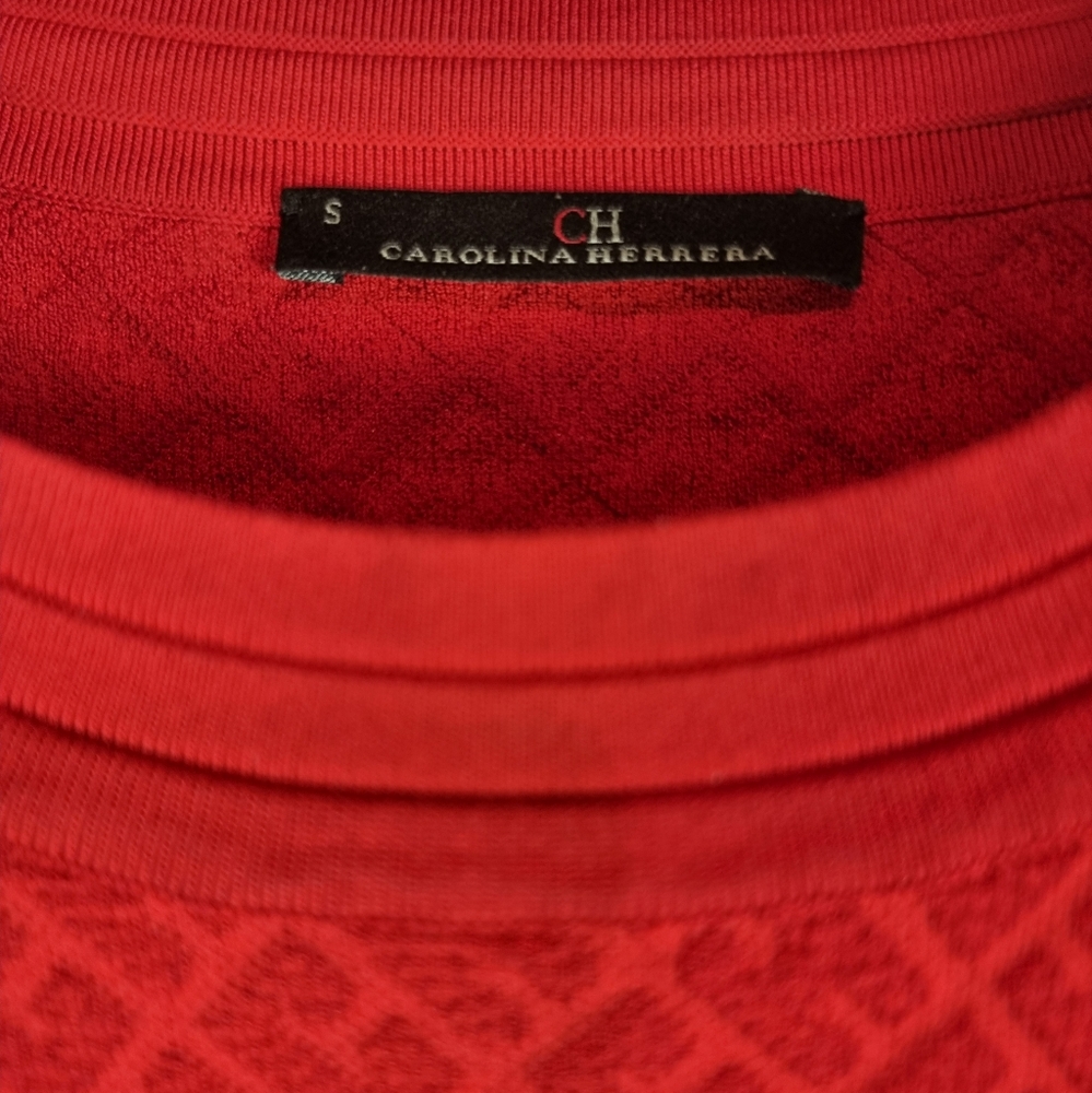 Carolina Herrera Chic Red Textured Knit Top Sz S - Picture 7 of 12